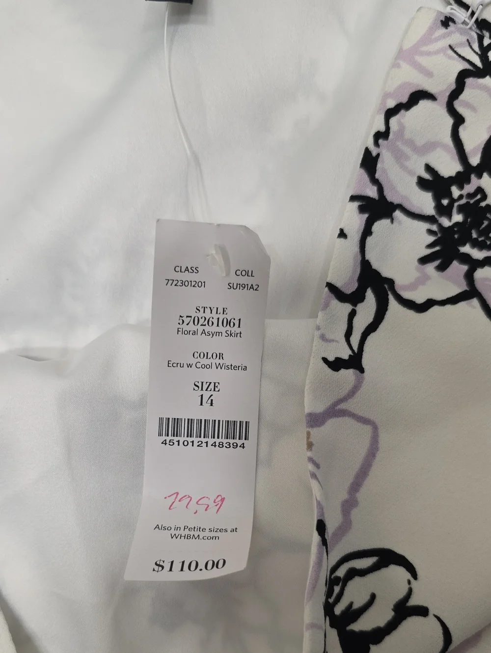 White House Black Market- Asymmetrical Floral Skirt. Size 14 . NWT